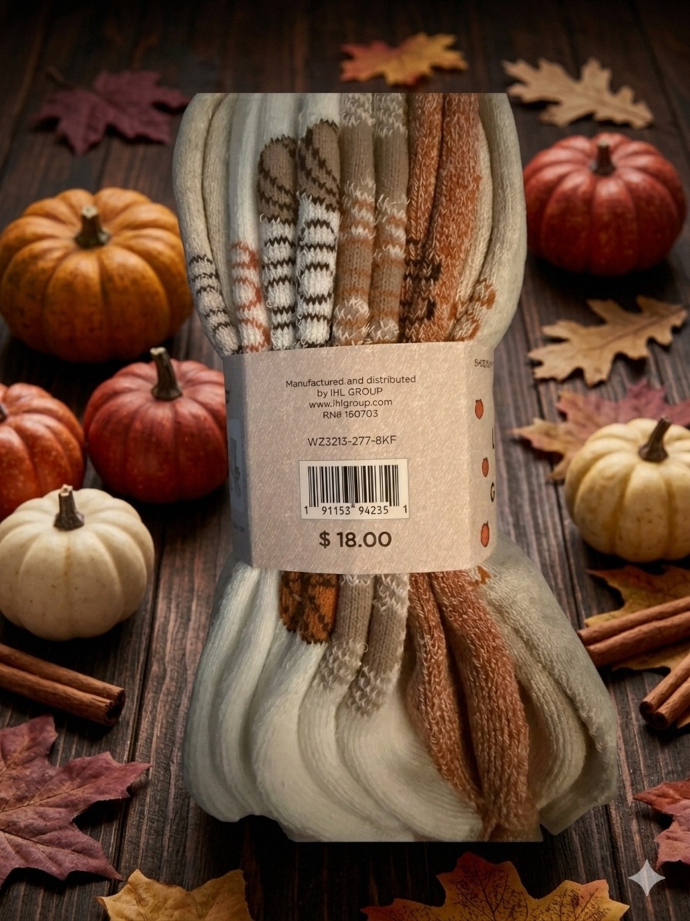 Life Is Good 6 pairs of Crew Socks with Embroidered Orange Pumpkin fall themed - Picture 2 of 3